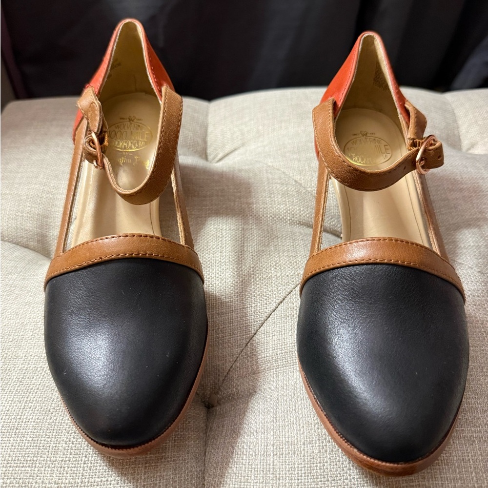 Wolverine 1000 Mile x Samantha Pleet Leather T-Strap Heels Colorblock Size 5.5 - Picture 11 of 12